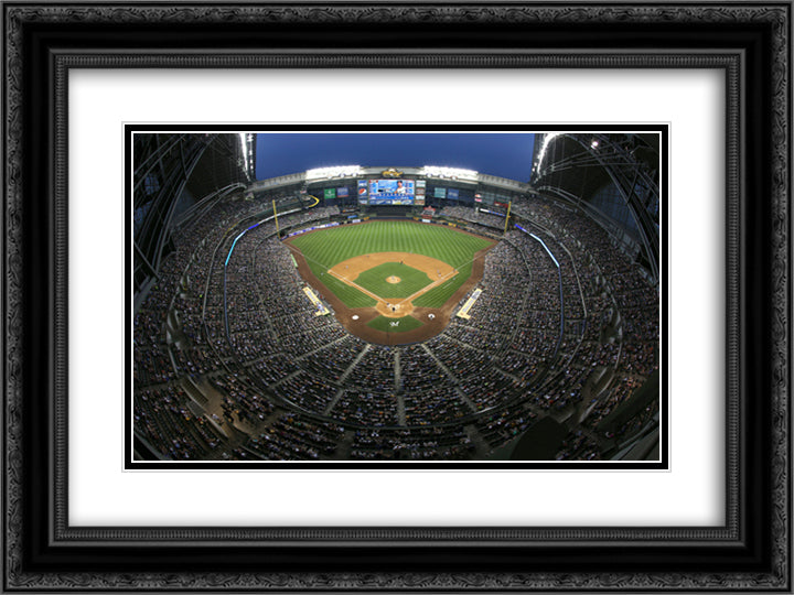 Miller Park 24x18 Black Ornate Wood Framed Art Print Poster with Double Matting