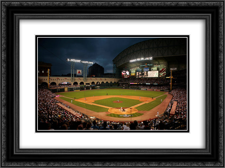 Minute Maid Park 24x18 Black Ornate Wood Framed Art Print Poster with Double Matting