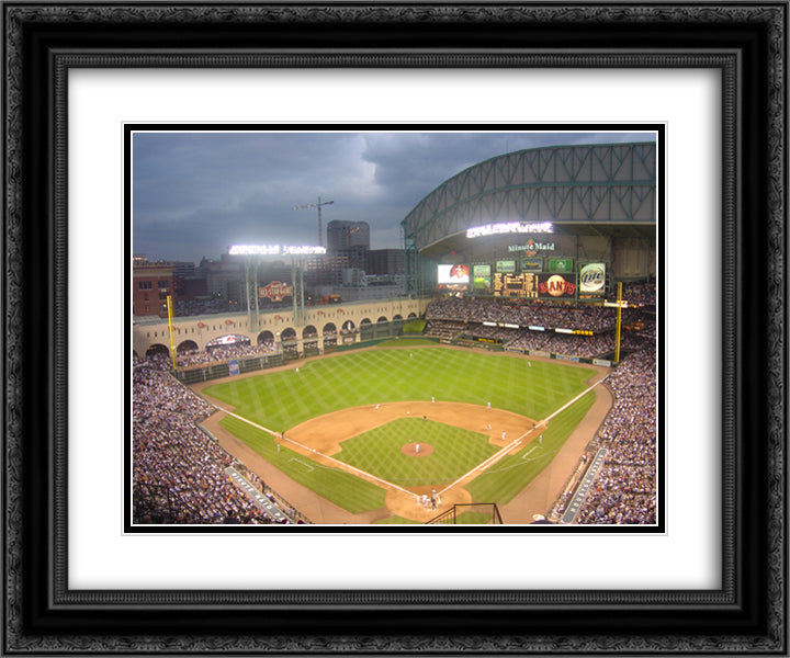 Minute Maid Park 24x20 Black Ornate Wood Framed Art Print Poster with Double Matting