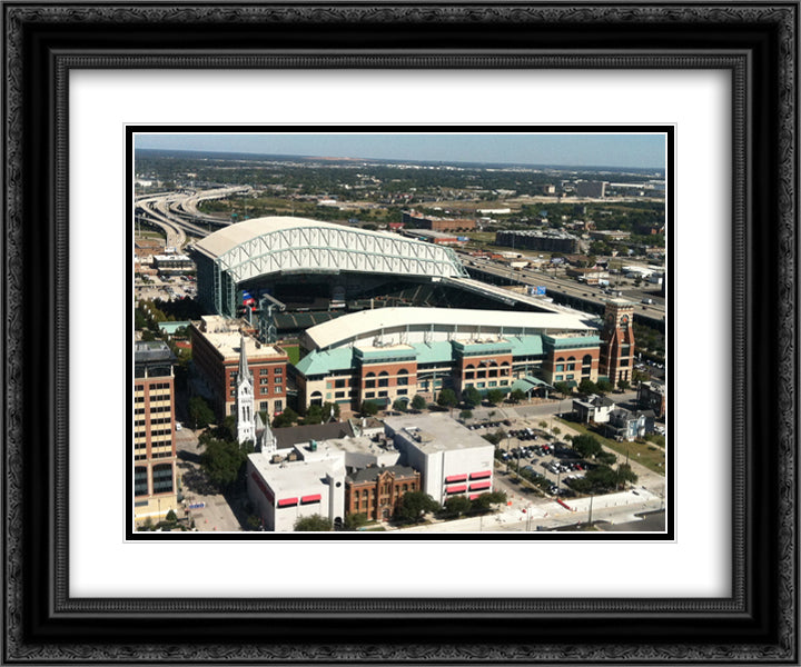 Minute Maid Park 24x20 Black Ornate Wood Framed Art Print Poster with Double Matting