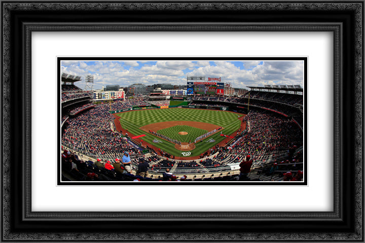 Nationals Park 24x16 Black Ornate Wood Framed Art Print Poster with Double Matting