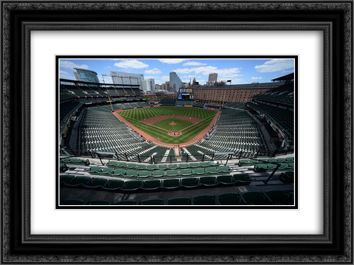 Camden Yards 24x18 Black Ornate Wood Framed Art Print Poster with Double Matting