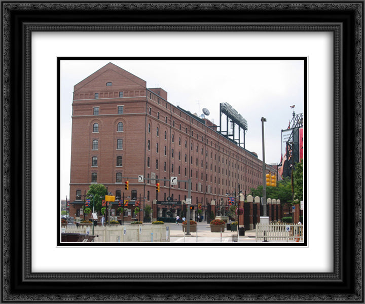 Camden Yards 24x20 Black Ornate Wood Framed Art Print Poster with Double Matting