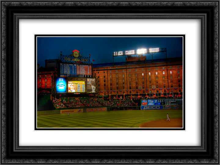 Camden Yards 24x18 Black Ornate Wood Framed Art Print Poster with Double Matting