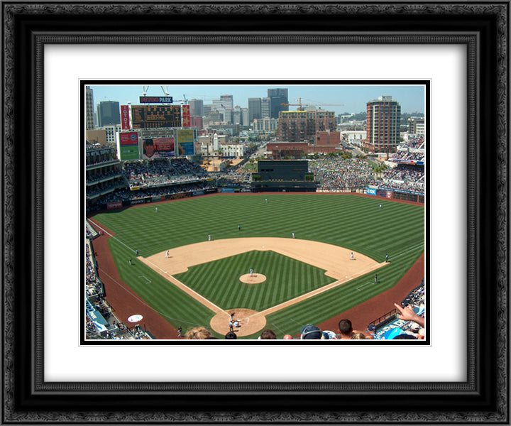 Petco Park 24x20 Black Ornate Wood Framed Art Print Poster with Double Matting