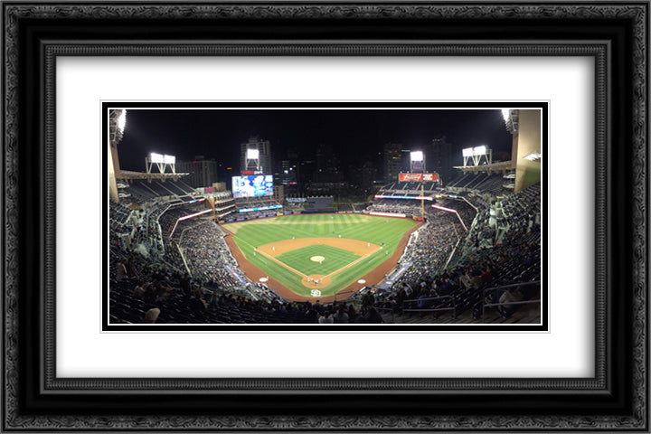 Petco Park 24x16 Black Ornate Wood Framed Art Print Poster with Double Matting