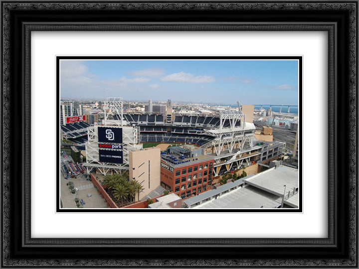 Petco Park 24x18 Black Ornate Wood Framed Art Print Poster with Double Matting