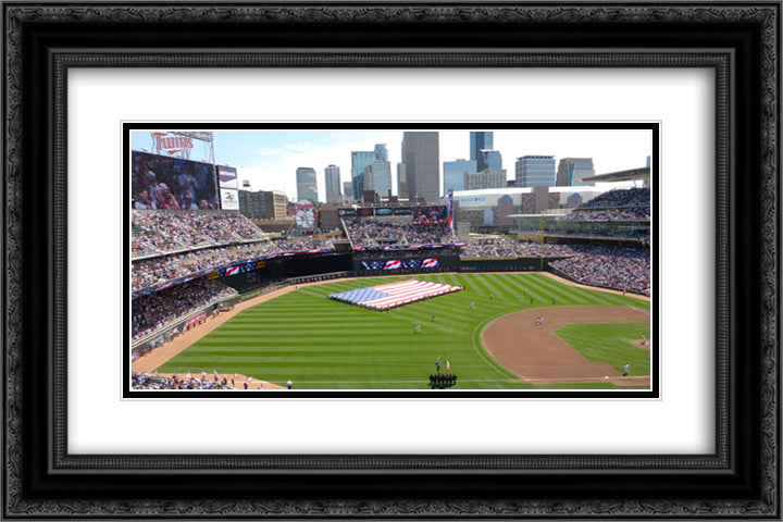Target Field 24x16 Black Ornate Wood Framed Art Print Poster with Double Matting