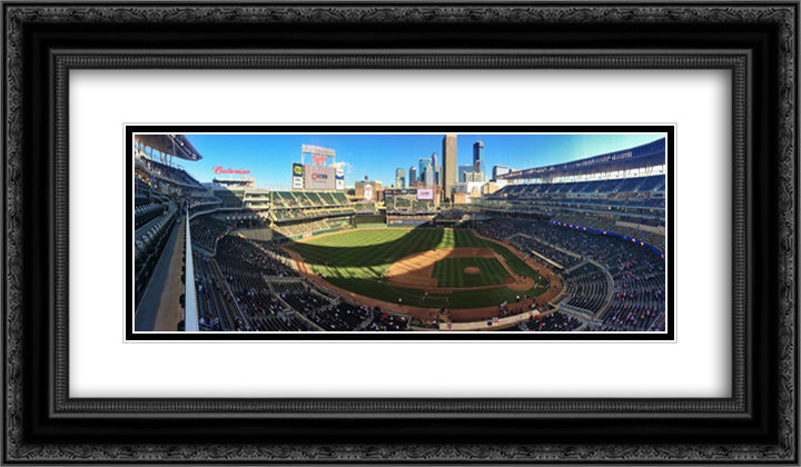 Target Field 24x14 Black Ornate Wood Framed Art Print Poster with Double Matting