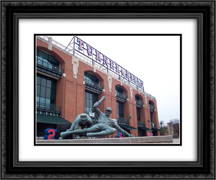 Turner Field 24x20 Black Ornate Wood Framed Art Print Poster with Double Matting