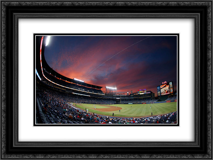 Turner Field 24x18 Black Ornate Wood Framed Art Print Poster with Double Matting