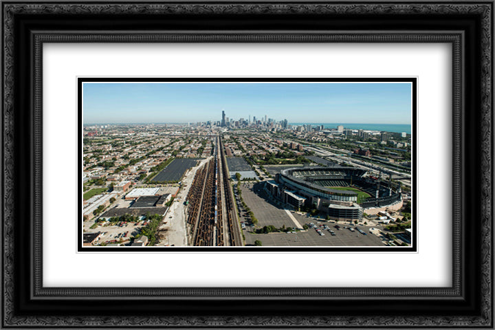 U.S. Cellular Field 24x16 Black Ornate Wood Framed Art Print Poster with Double Matting
