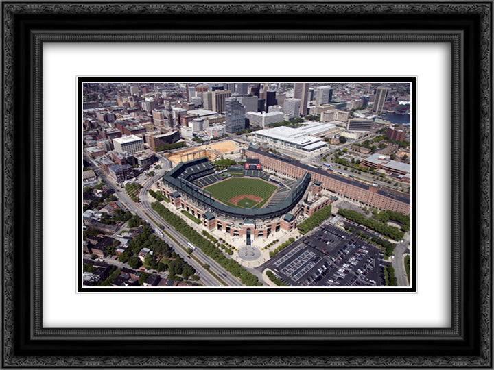 Camden Yards 24x18 Black Ornate Wood Framed Art Print Poster with Double Matting