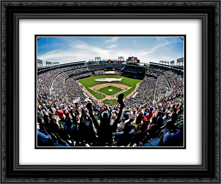 Globe Life Park in Arlington 24x20 Black Ornate Wood Framed Art Print Poster with Double Matting