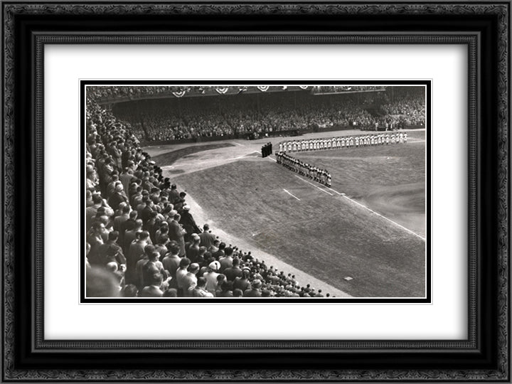 Shibe Park 24x18 Black Ornate Wood Framed Art Print Poster with Double Matting