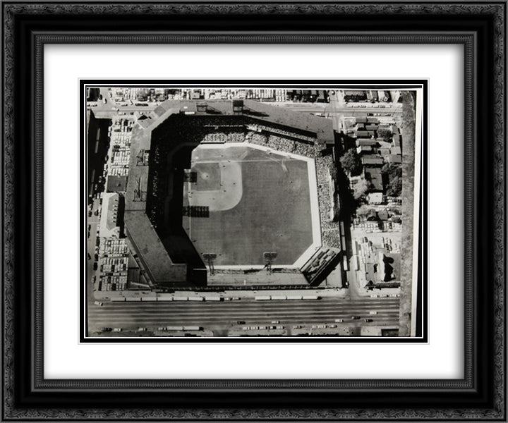 Sportsman's Park 24x20 Black Ornate Wood Framed Art Print Poster with Double Matting