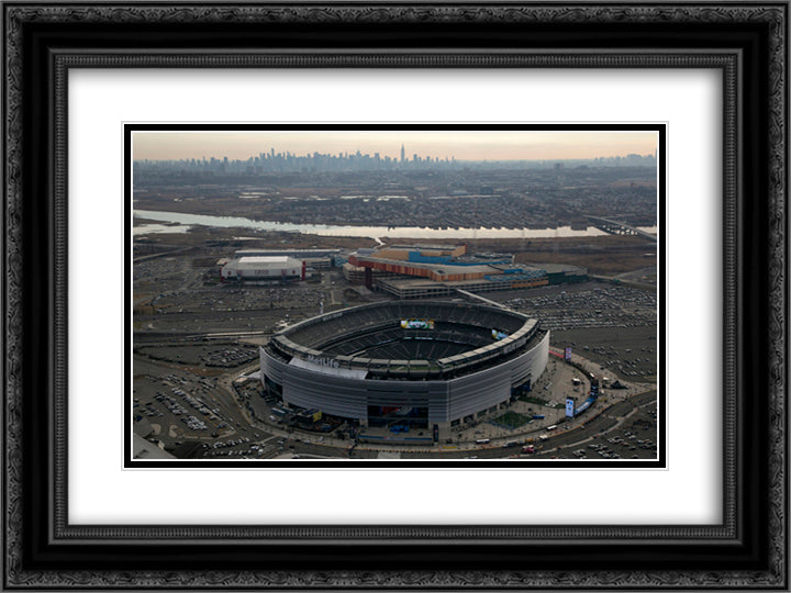 MetLife Stadium 24x18 Black Ornate Wood Framed Art Print Poster with Double Matting