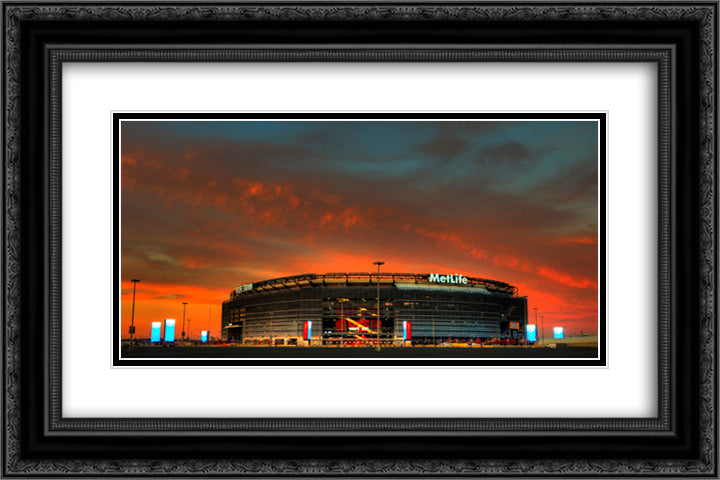 MetLife Stadium 24x16 Black Ornate Wood Framed Art Print Poster with Double Matting