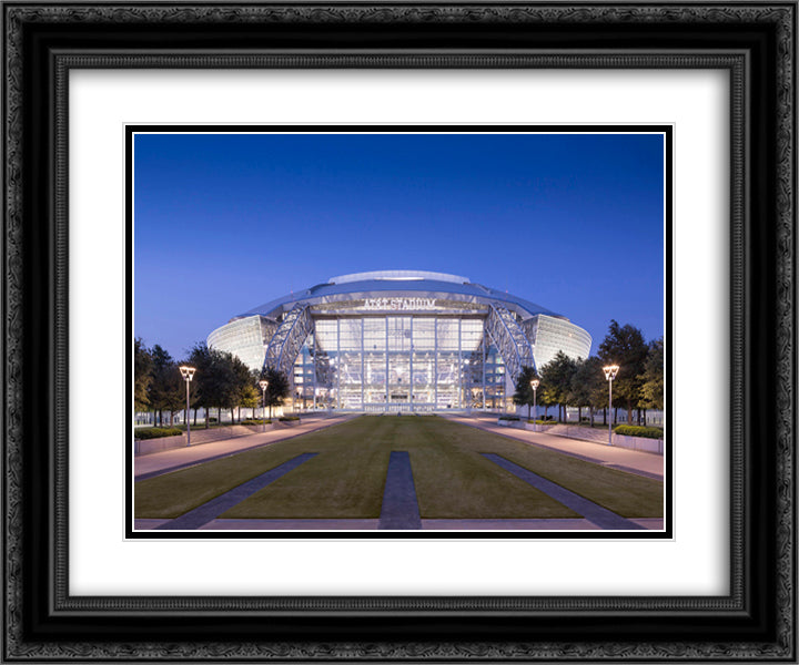 AT&T Stadium 24x20 Black Ornate Wood Framed Art Print Poster with Double Matting
