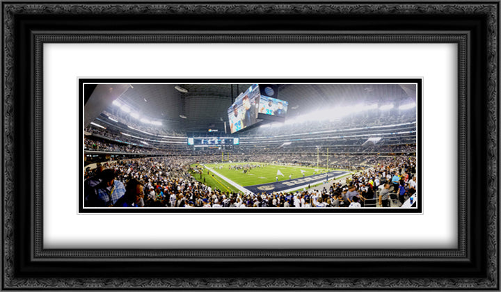 AT&T Stadium 24x14 Black Ornate Wood Framed Art Print Poster with Double Matting