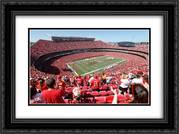 Arrowhead Stadium 24x18 Black Ornate Wood Framed Art Print Poster with Double Matting