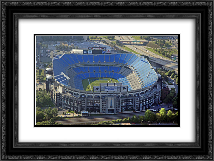 Bank of America Stadium 24x18 Black Ornate Wood Framed Art Print Poster with Double Matting