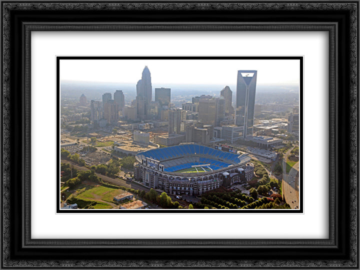 Bank of America Stadium 24x18 Black Ornate Wood Framed Art Print Poster with Double Matting