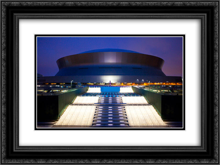 Mercedes Benz Superdome 24x18 Black Ornate Wood Framed Art Print Poster with Double Matting