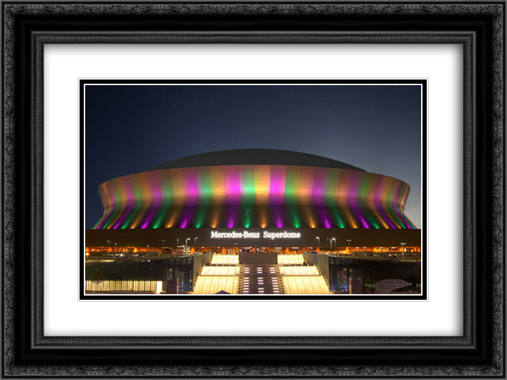 Mercedes Benz Superdome 24x18 Black Ornate Wood Framed Art Print Poster with Double Matting