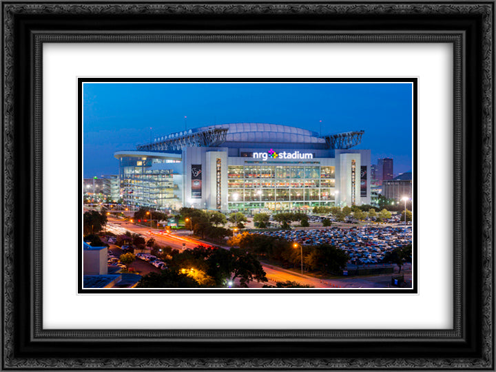 NRG Stadium 24x18 Black Ornate Wood Framed Art Print Poster with Double Matting
