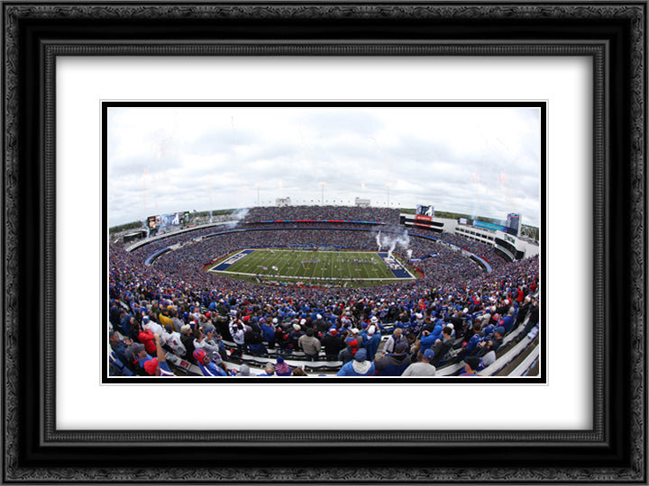 New Era Field 24x18 Black Ornate Wood Framed Art Print Poster with Double Matting
