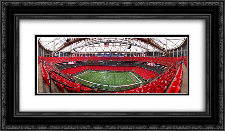 Georgia Dome 24x14 Black Ornate Wood Framed Art Print Poster with Double Matting