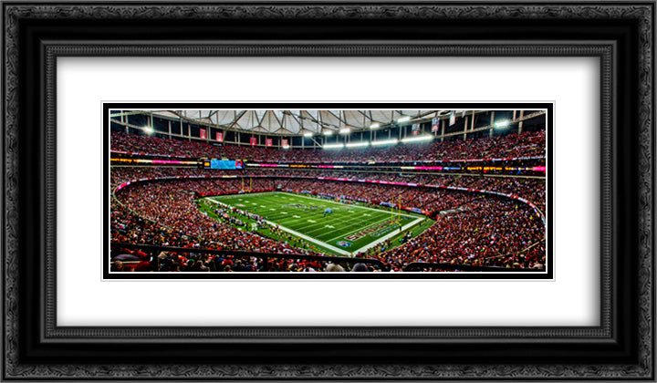 Georgia Dome 24x14 Black Ornate Wood Framed Art Print Poster with Double Matting