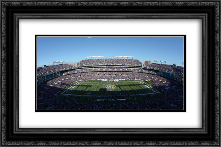 M&T Bank Stadium 24x16 Black Ornate Wood Framed Art Print Poster with Double Matting