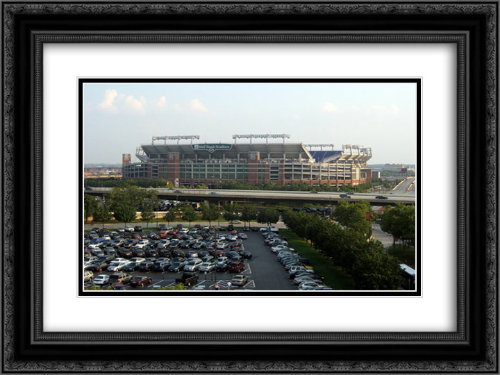 M&T Bank Stadium 24x18 Black Ornate Wood Framed Art Print Poster with Double Matting