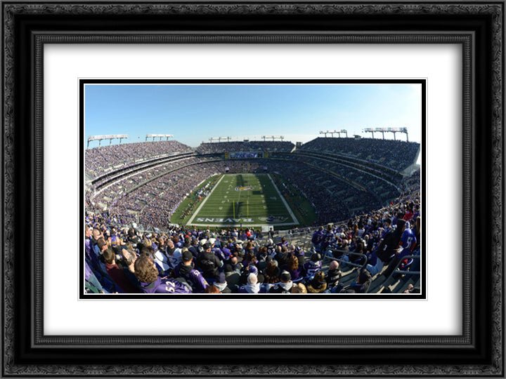 M&T Bank Stadium 24x18 Black Ornate Wood Framed Art Print Poster with Double Matting