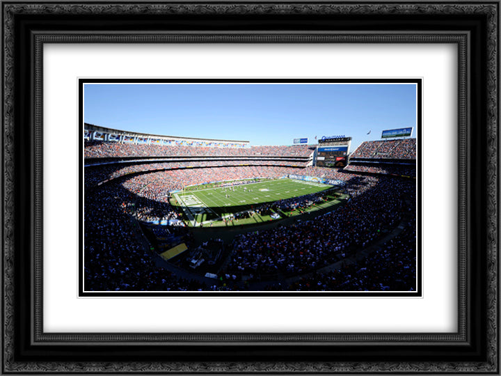 Qualcomm Stadium 24x18 Black Ornate Wood Framed Art Print Poster with Double Matting