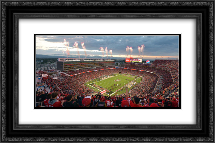 Levi's Stadium 24x16 Black Ornate Wood Framed Art Print Poster with Double Matting