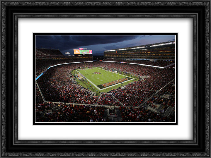 Levi's Stadium 24x18 Black Ornate Wood Framed Art Print Poster with Double Matting