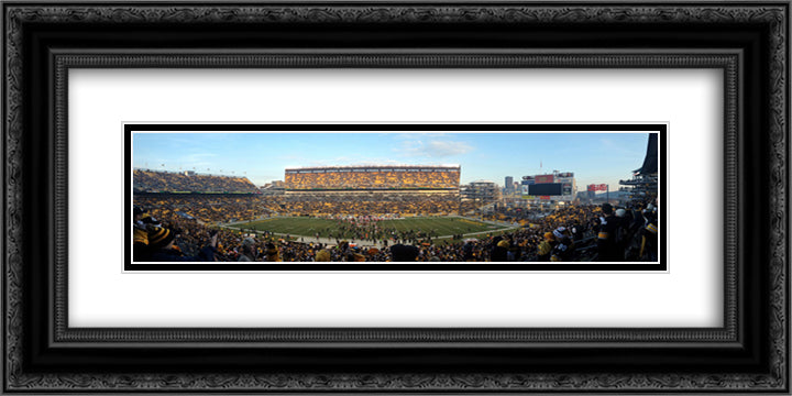 Heinz Field 24x12 Black Ornate Wood Framed Art Print Poster with Double Matting