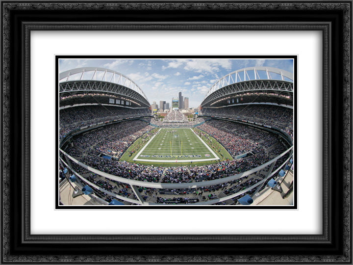CenturyLink Field 24x18 Black Ornate Wood Framed Art Print Poster with Double Matting