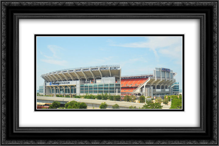 FirstEnergy Stadium 24x16 Black Ornate Wood Framed Art Print Poster with Double Matting