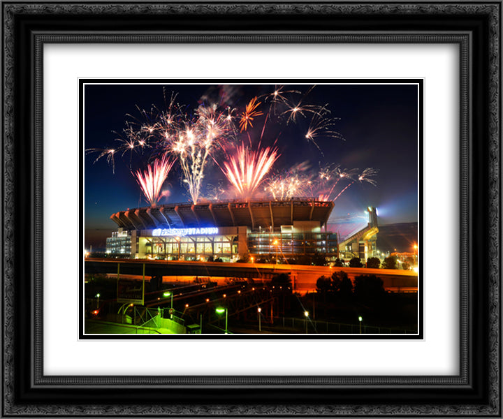 FirstEnergy Stadium 24x20 Black Ornate Wood Framed Art Print Poster with Double Matting