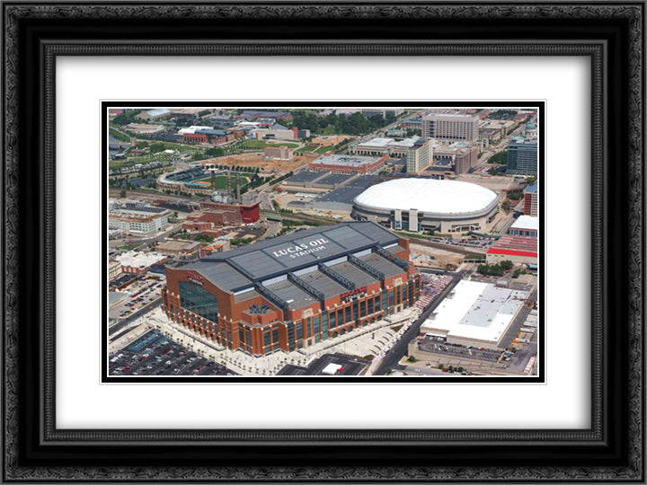 Lucas Oil Stadium 24x18 Black Ornate Wood Framed Art Print Poster with Double Matting