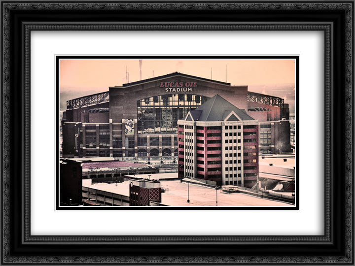 Lucas Oil Stadium 24x18 Black Ornate Wood Framed Art Print Poster with Double Matting