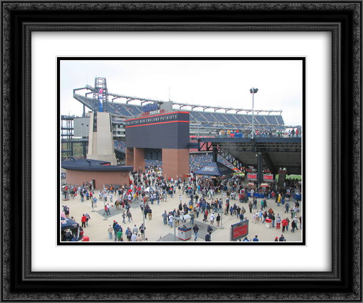 Gillette Stadium 24x20 Black Ornate Wood Framed Art Print Poster with Double Matting