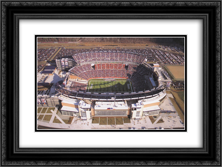Gillette Stadium 24x18 Black Ornate Wood Framed Art Print Poster with Double Matting