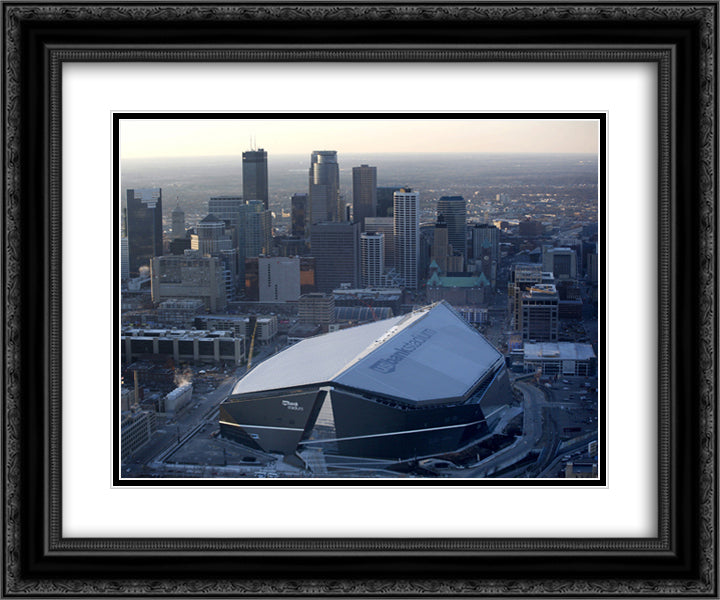 U.S. Bank Stadium 24x20 Black Ornate Wood Framed Art Print Poster with Double Matting