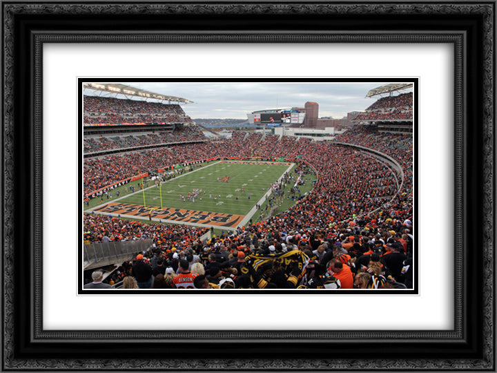 Paul Brown Stadium 24x18 Black Ornate Wood Framed Art Print Poster with Double Matting