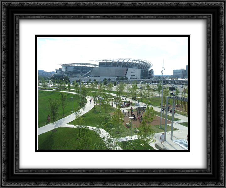 Paul Brown Stadium 24x20 Black Ornate Wood Framed Art Print Poster with Double Matting